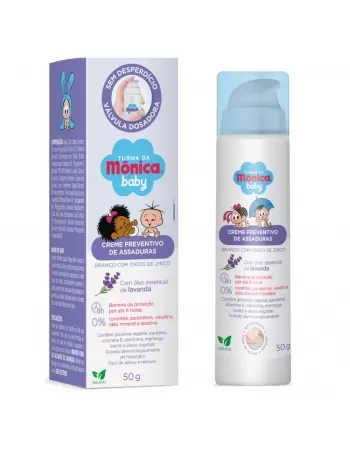 CREME PREVENTIVO DE ASSADURAS EMBALAGEM AIRLESS TURMA DA MÔNICA BRANCO COM ÓLEO ESSENCIAL DE LAVANDA 50G