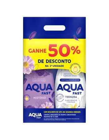 PACK DE AMACIANTE CONCENTRADO AQUAFAST MISTÉRIO E TERNURA 1 LITRO CADA