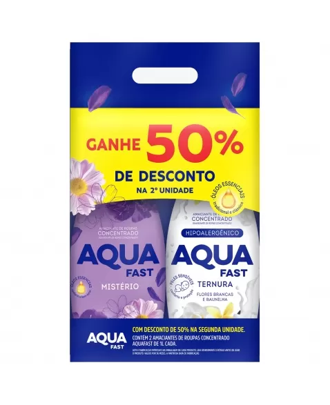 PACK DE AMACIANTE CONCENTRADO AQUAFAST MISTÉRIO E TERNURA 1 LITRO CADA