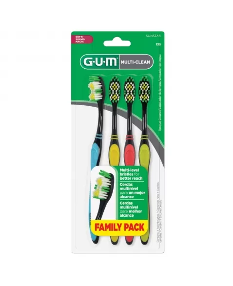 ESCOVA DENTAL G.U.M MULTI-CLEAN MACIA PACK C/4 UNIDADES