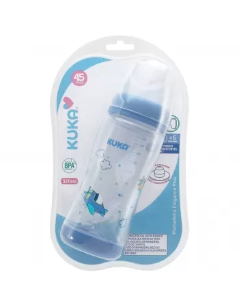 MAMADEIRA ELEGANCE PLUS KUKA BICO ORTODÔNTICO Nº2 MAIOR 6 MESES AZUL 320ML (1801)