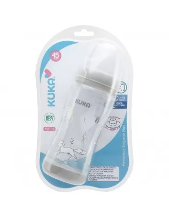 MAMADEIRA ELEGANCE PLUS KUKA BICO ORTODÔNTICO Nº2 MAIOR 6 MESES CINZA 320ML (1803)