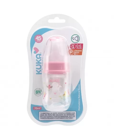 MAMADEIRA NATURAL PLUS KUKA BICO ORTODÔNTICO Nº1 0-6 MESES ROSA 70ML (1567)
