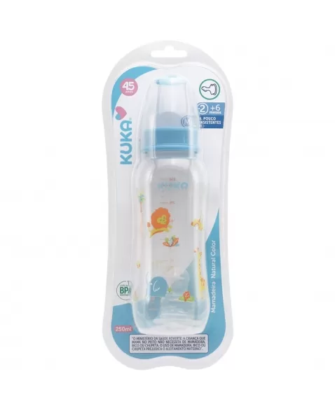 MAMADEIRA NATURAL PLUS KUKA BICO ORTODÔNTICO Nº2 MAIORES 6 MESES AZUL 250ML (1556)