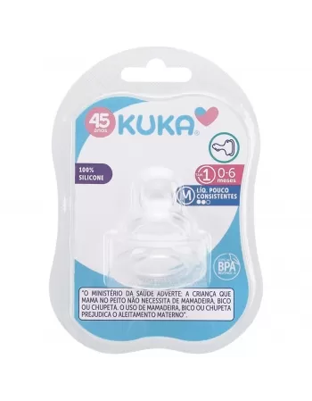 BICO PARA MAMADEIRA KUKA ORTODÔNTICO LIQ POUCO CONSIST Nº1 0-6 MESES LÍQUIDOS PASTOSOS 100% SOLICONE C/1 UNIDADE (5063)