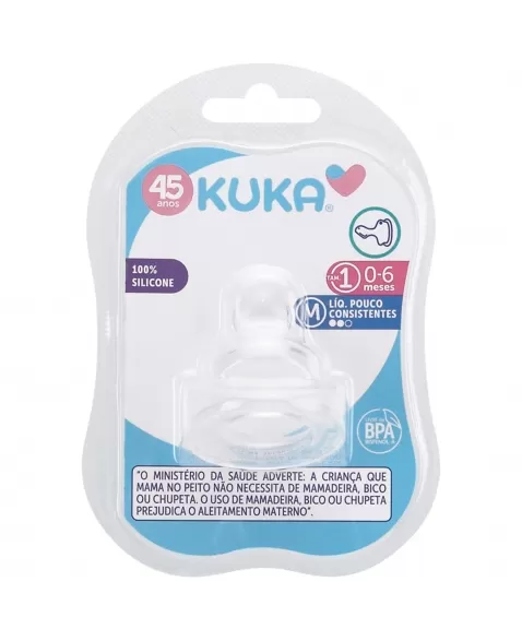 BICO PARA MAMADEIRA KUKA ORTODÔNTICO LIQ POUCO CONSIST Nº1 0-6 MESES LÍQUIDOS PASTOSOS 100% SOLICONE C/1 UNIDADE (5063)
