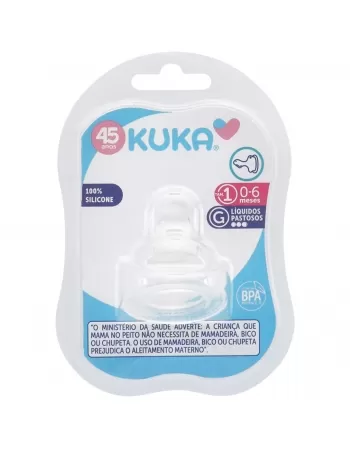 BICO PARA MAMADEIRA KUKA ORTODÔNTICO Nº1 0-6 MESES LÍQUIDOS PASTOSOS 100% SOLICONE C/1 UNIDADE (5064)