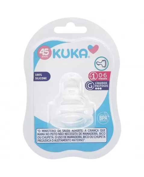 BICO PARA MAMADEIRA KUKA ORTODÔNTICO Nº1 0-6 MESES LÍQUIDOS PASTOSOS 100% SOLICONE C/1 UNIDADE (5064)