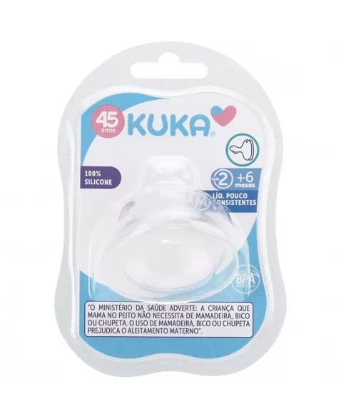BICO PARA MAMADEIRA KUKA ORTODÔNTICO Nº2 MAIORES 6 MESES LIQ. POUCO CONSISTENTE 100% SILICONE C/1 UNIDADE (5068)