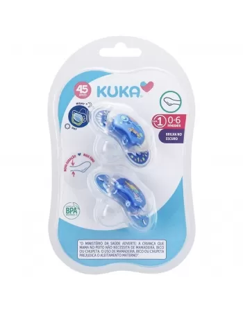 CHUPETA KUKA LUMINA NIGHT & DAY ORTODÔNTICO Nº1 0-6 MESES AZUL C/2 UNIDADES (2091)