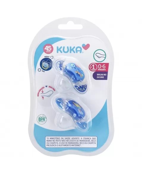 CHUPETA KUKA LUMINA NIGHT & DAY ORTODÔNTICO Nº1 0-6 MESES AZUL C/2 UNIDADES (2091)