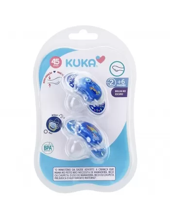 CHUPETA KUKA LUMINA NIGHT & DAY ORTODÔNTICO Nº2 MAIORES 6 MESES AZUL C/2 UNIDADES (2096)