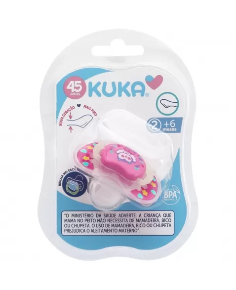 CHUPETA KUKA LUMINA NIGHT & DAY ORTODÔNTICO Nº2 MAIORES 6 MESES ROSA C/1 UNIDADE (2087)