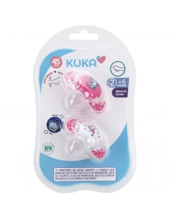 CHUPETA KUKA LUMINA NIGHT & DAY ORTODÔNTICO Nº2 MAIORES 6 MESES ROSA C/2 UNIDADES (2097)
