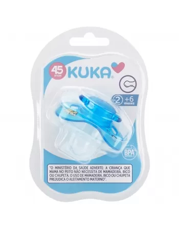 CHUPETA KUKA DECORADA NEON UNIVERSAL Nº2 MAIORES 6 MESES 100% SILICONE AZUL C/1 UNIDADE (2281)