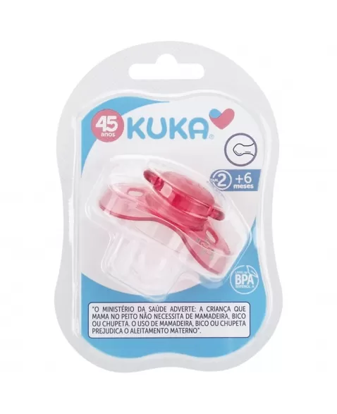 CHUPETA KUKA DECORADA NEON UNIVERSAL Nº2 MAIORES 6 MESES 100% SILICONE ROSA C/1 UNIDADE (2282)