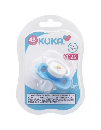 CHUPETA KUKA DECORADA PLUS ORTODÔNTICO Nº1 0-6 MESES 100% SILICONE AZUL E BRANCO C/1 UNIDADE (2466)