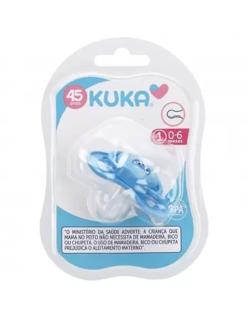CHUPETA KUKA SMART POLIPROPILENO REDONDO Nº1 0-6 MESES 100% SILICONE AZUL C/1 UNIDADE (2321)