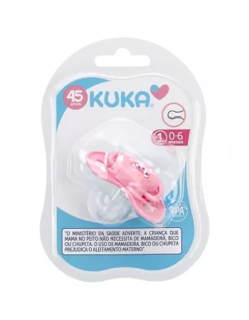 CHUPETA KUKA SMART POLIPROPILENO REDONDO Nº1 0-6 MESES 100% SILICONE ROSA C/1 UNIDADE (2322)