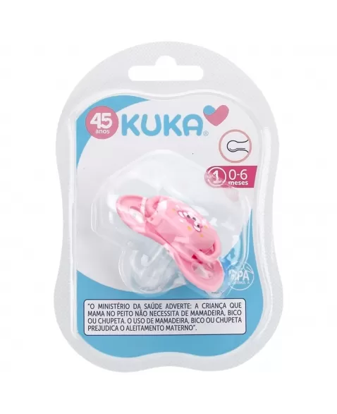 CHUPETA KUKA SMART POLIPROPILENO REDONDO Nº1 0-6 MESES 100% SILICONE ROSA C/1 UNIDADE (2322)