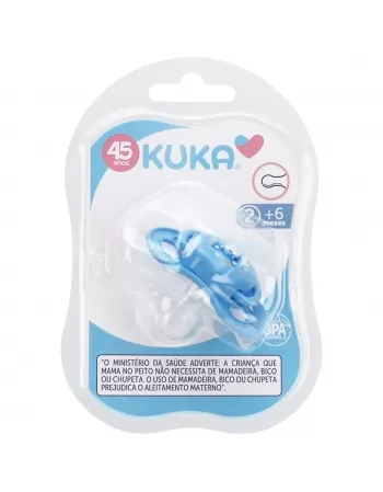 CHUPETA KUKA SMART POLIPROPILENO REDONDO Nº2 MAIORES 6 MESES 100% SILICONE AZUL C/1 UNIDADE (2326)