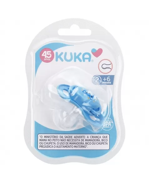 CHUPETA KUKA SMART POLIPROPILENO REDONDO Nº2 MAIORES 6 MESES 100% SILICONE AZUL C/1 UNIDADE (2326)