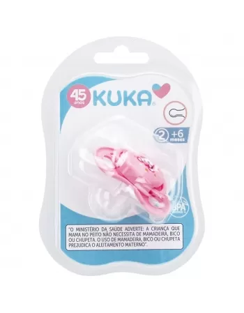 CHUPETA KUKA SMART POLIPROPILENO REDONDO Nº2 MAIORES 6 MESES 100% SILICONE ROSA C/1 UNIDADE (2327)