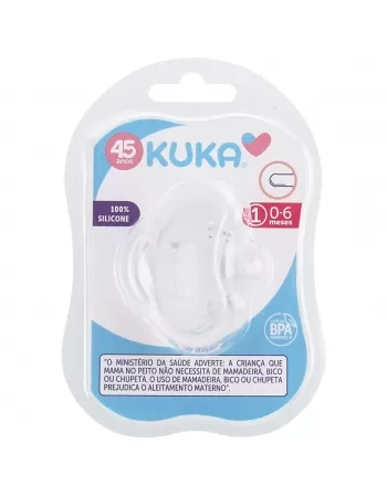CHUPETA KUKA SOFT COMFORT REDONDO Nº1 0-6 MESES 100% SILICONE INCOLOR C/1 UNIDADE (2901)