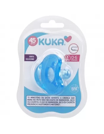 CHUPETA KUKA SOFT COMFORT REDONDO Nº1 0-6 MESES 100% SILICONE AZUL C/1 UNIDADE (2902)