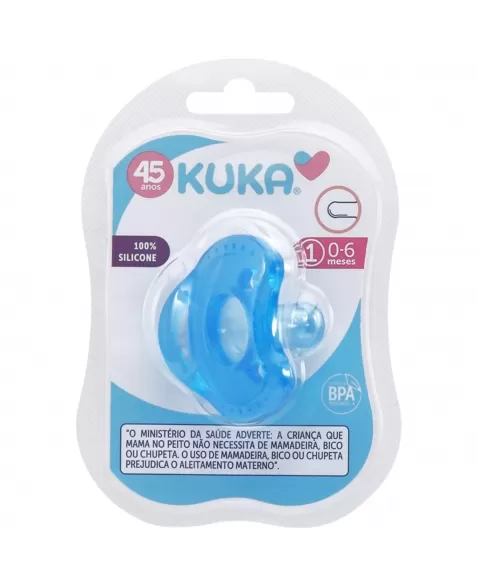CHUPETA KUKA SOFT COMFORT REDONDO Nº1 0-6 MESES 100% SILICONE AZUL C/1 UNIDADE (2902)