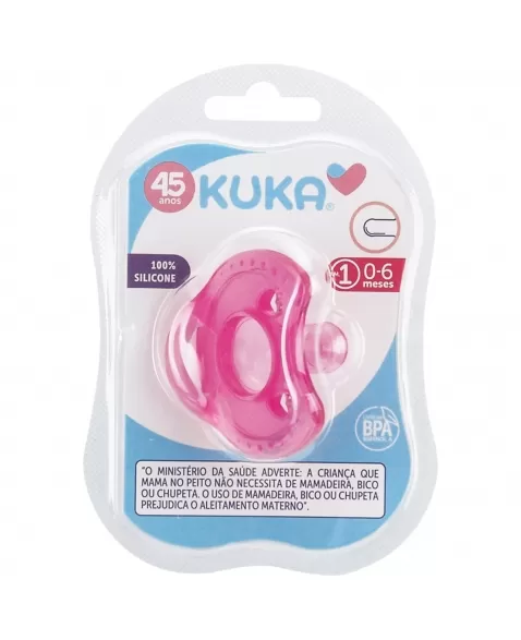 CHUPETA KUKA SOFT COMFORT REDONDO Nº1 0-6 MESES 100% SILICONE ROSA C/1 UNIDADE (2903)