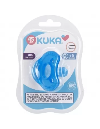 CHUPETA KUKA SOFT COMFORT REDONDO Nº2 MAIORES 6 MESES 100% SILICONE AZUL C/1 UNIDADE (2907)