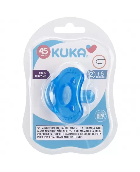 CHUPETA KUKA SOFT COMFORT REDONDO Nº2 MAIORES 6 MESES 100% SILICONE AZUL C/1 UNIDADE (2907)