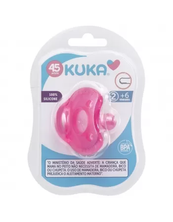 CHUPETA KUKA SOFT COMFORT REDONDO Nº2 MAIORES 6 MESES 100% SILICONE ROSA C/1 UNIDADE (2908)