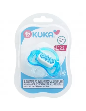 CHUPETA KUKA DECORADA EM COPOLIESTER Nº1 0-6 MESES 100% SILICONE AZUL C/1 UNIDADE (2061)