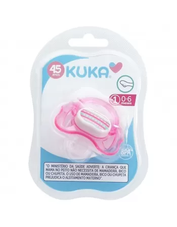 CHUPETA KUKA DECORADA EM COPOLIESTER Nº1 0-6 MESES 100% SILICONE ROSA C/1 UNIDADE (2062)