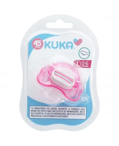 CHUPETA KUKA DECORADA EM COPOLIESTER Nº1 0-6 MESES 100% SILICONE ROSA C/1 UNIDADE (2062)