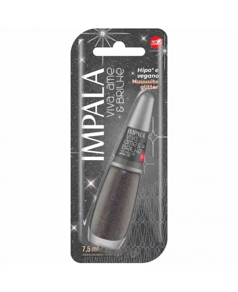 ESMALTE PARA UNHAS IMPALA BLISTER VIVA AME E BRILHE GLITTER 3D NA MIRA 7,5ML