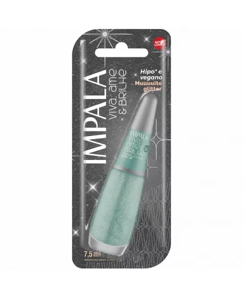ESMALTE PARA UNHAS IMPALA BLISTER VIVA AME E BRILHE GLITTER 3D PRONTA PRA TUDO 7,5ML