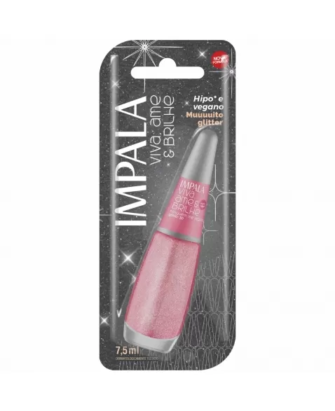 ESMALTE PARA UNHAS IMPALA BLISTER VIVA AME E BRILHE GLITTER 3D NINGUÉM ME SEGURA 7,5ML