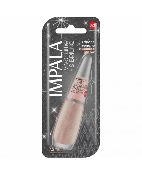 ESMALTE PARA UNHAS IMPALA BLISTER VIVA AME E BRILHE GLITTER 3D VIVA COM AMOR 7,5ML