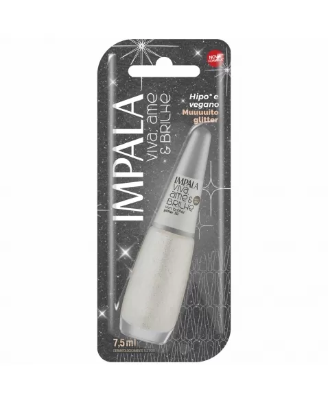 ESMALTE PARA UNHAS IMPALA BLISTER VIVA AME E BRILHE GLITTER 3D VIM BRILHAR 7,5ML