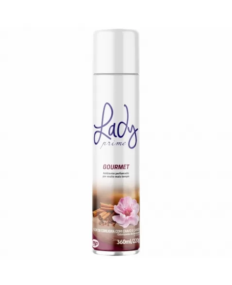 ODORIZADOR DE AMBIENTES LADY PRIME AEROSSOL GOURMET FLOR DE CEREJEIRA COM CRAVO E CANELA 360ML/240GR