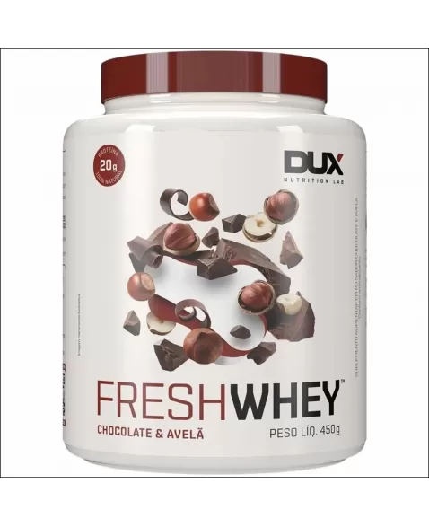FRESH WHEY SABOR CHOCOLATE E AVELÃ DUX POTE 450G