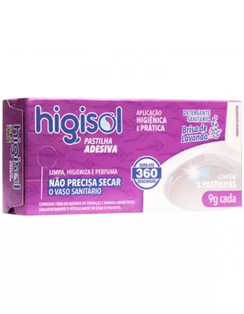 PASTILHA ADESIVA SANITÁRIA HIGISOL BRISA DE LAVANDA C/3 UNIDADES 9G CADA