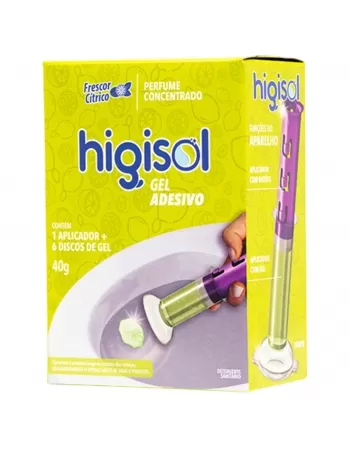 GEL ADESIVO SANITÁRIO HIGISOL FRESCOR CÍTRICO C/ APLICADOR E 6 DISCOS DE GEL