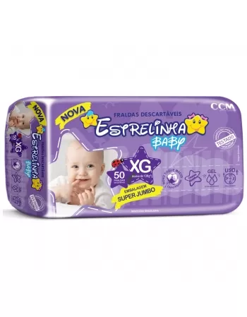 FRALDA DESCARTÁVEL INFANTIL ESTRELINHA SUPER JUMBO EXTRA GRANDE 50 UNIDADES