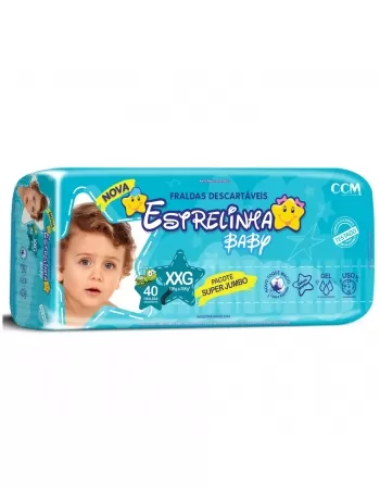 FRALDA DESCARTÁVEL INFANTIL ESTRELINHA SUPER JUMBO EXTRA, EXTRA GRANDE 40 UNIDADES