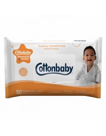 TOALHAS UMEDECIDAS COTTONBABY PREMIUM HIDRATAÇÃO INTENSA C/50 UNIDADES