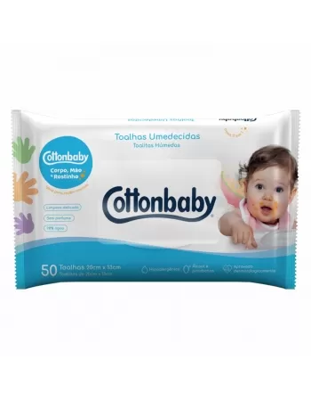 TOALHAS UMEDECIDAS COTTONBABY PREMIUM RECÉM NASCIDO C/50 UNIDADES